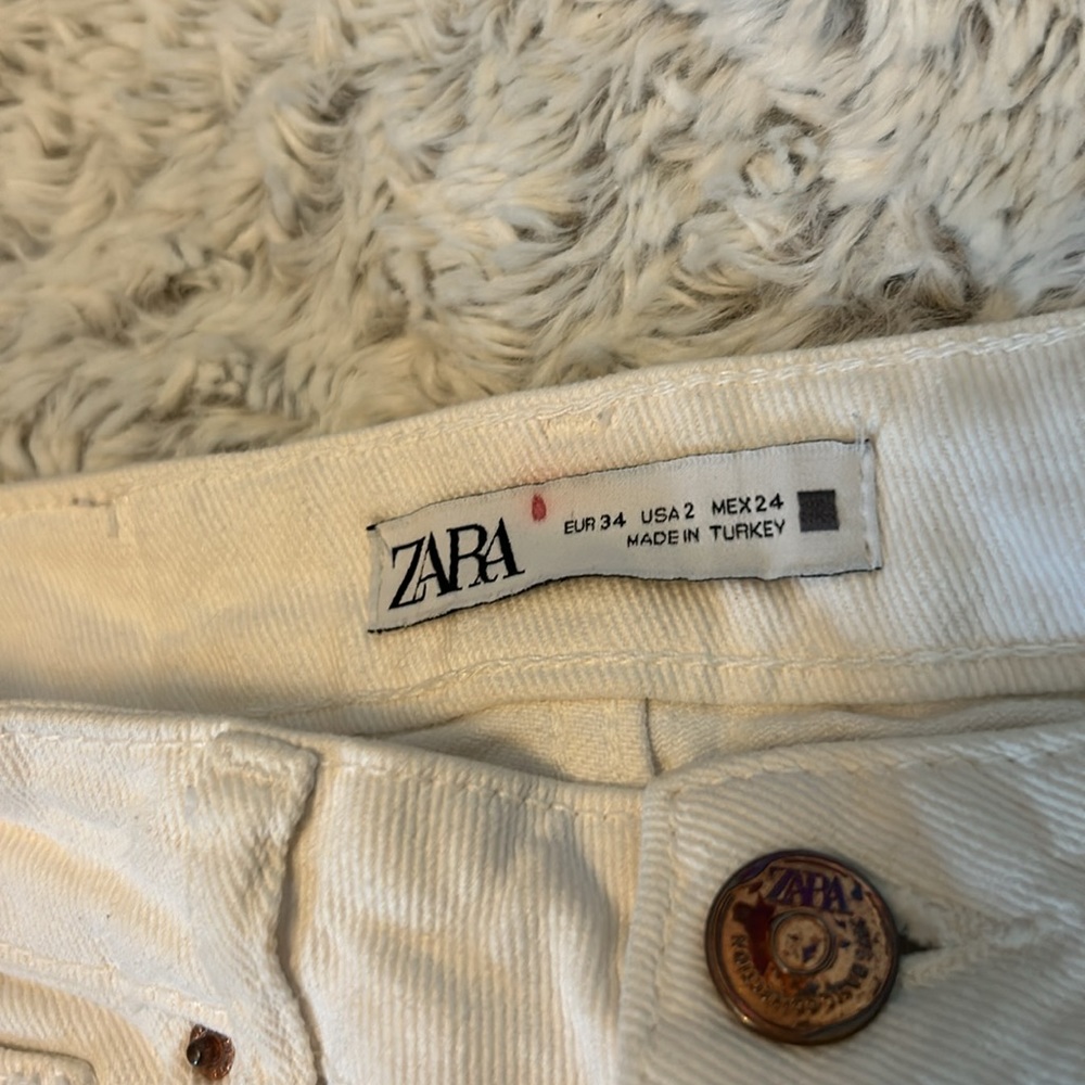 Zara White Denim Flare Jeans Size 2 - Picture 4 of 5